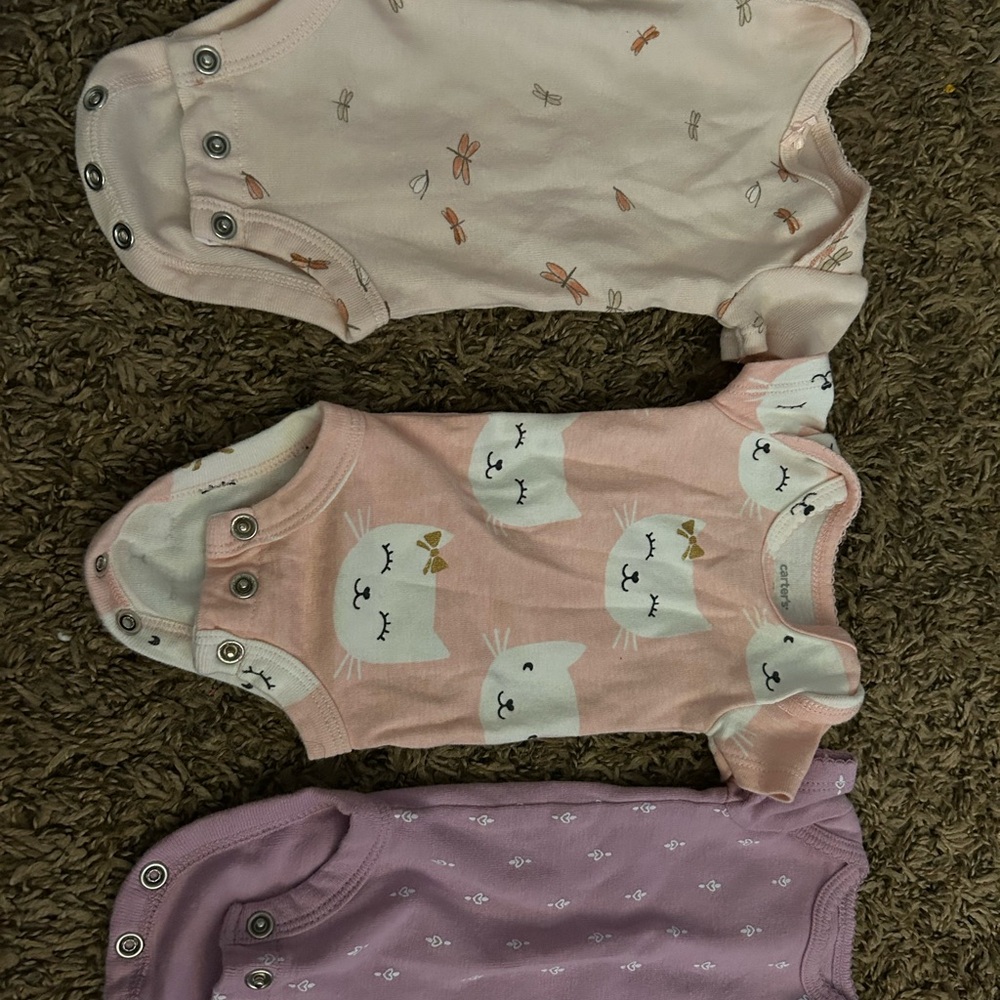 Carter's Pink and Purple Baby One Pieces Set